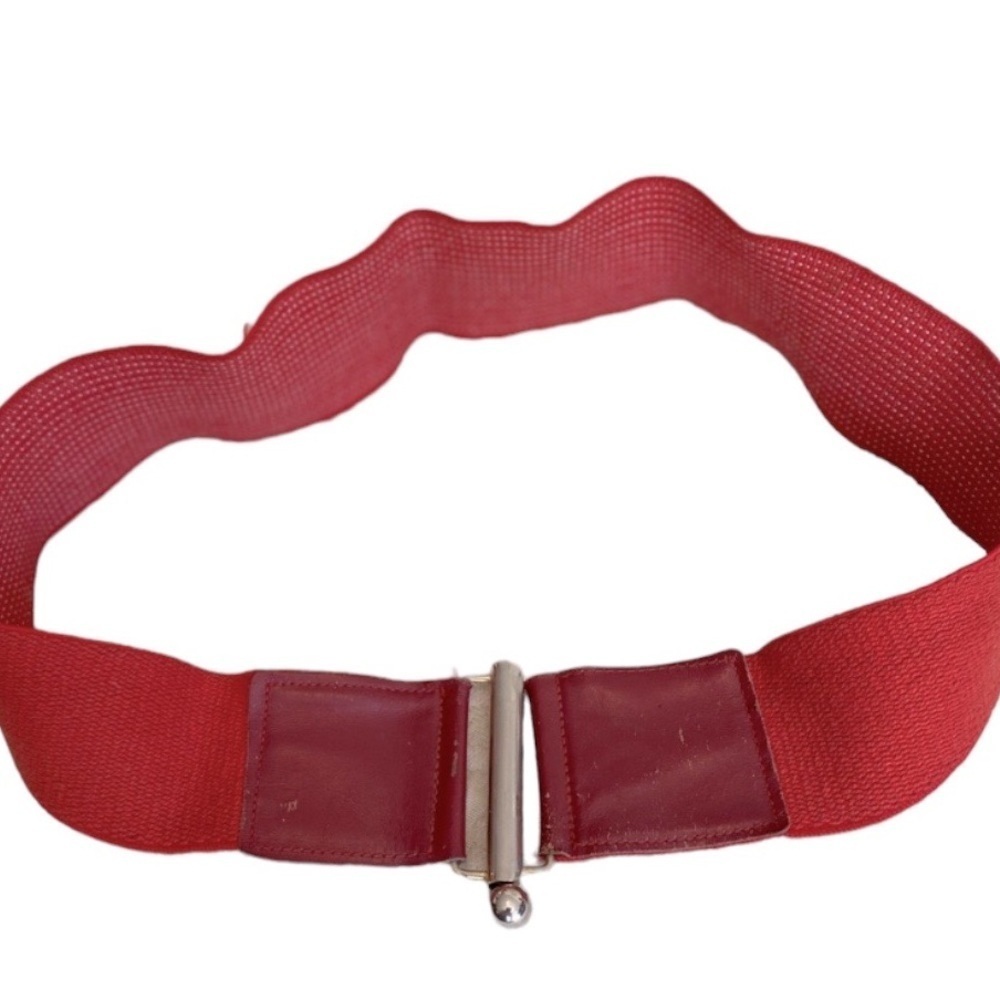 Vintage 1980s Red Corset Waist Belt With Silver Metallic Fastener Size 29